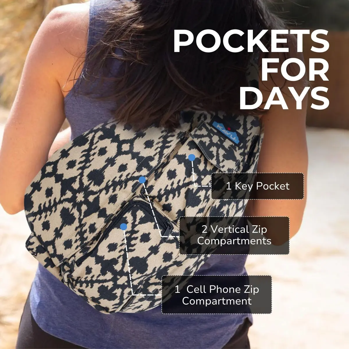 KAVU Original Rope Bag, Cotton Canvas Crossbody | Iconic 10L Travel & Lifestyle Sling - view 4