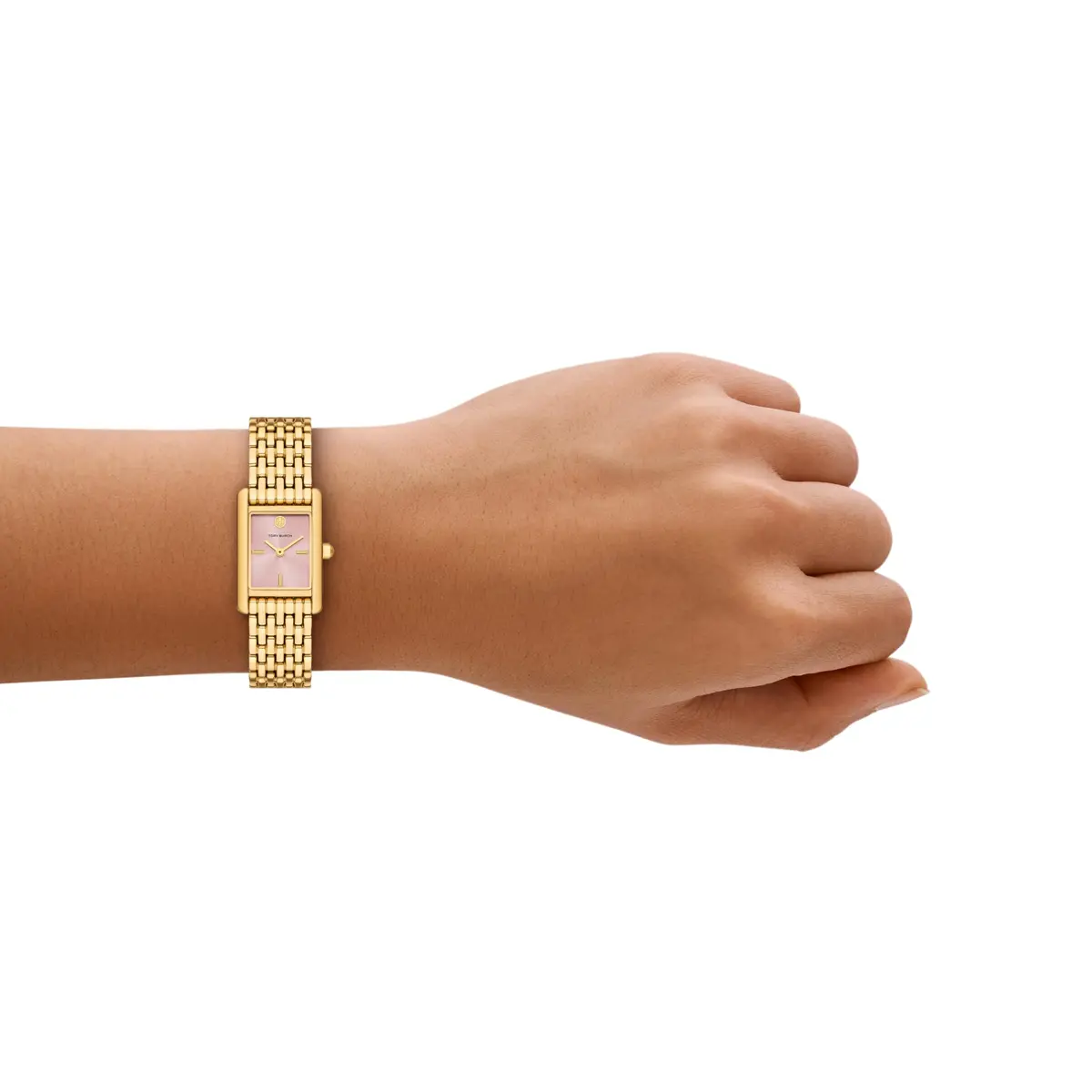 Tory Burch Women's Small Eleanor Gold-Tone Stainless Steel Watch (Model: TBW1095) | Elegant Gold & Pink Dial, 20mm Case, Quartz Movement - view 4