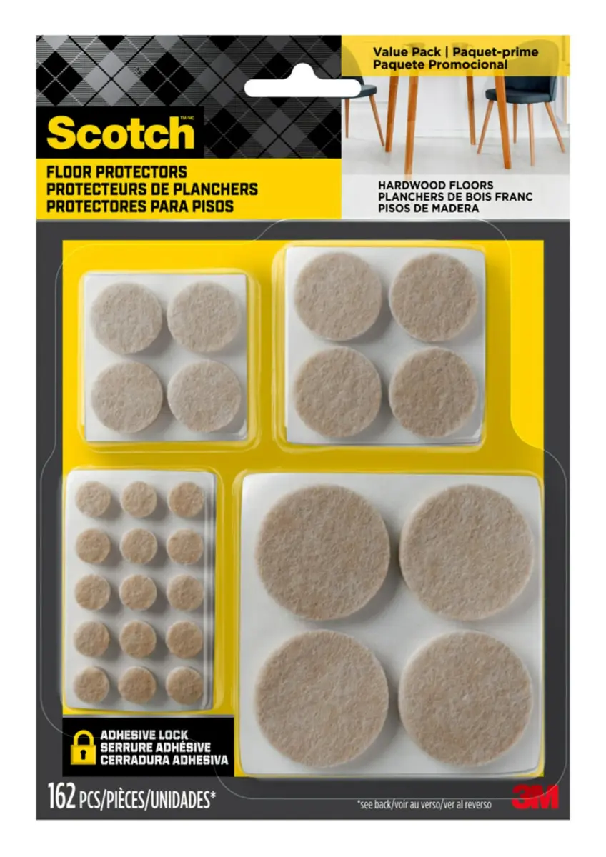 Scotch Felt Pads, Round, Assorted Sizes, Beige, 3 Pack (486 Pieces) | Protects Floors from Scratches - view 2