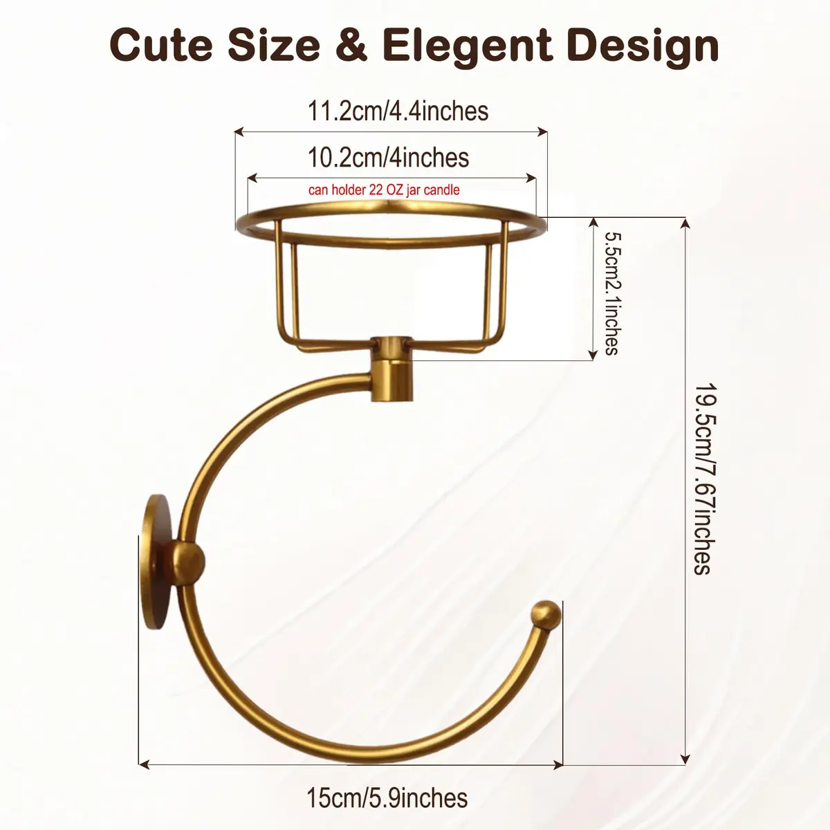 ICCTUO Brass Towel Holder & Candle Sconce | Vintage Bathroom Decor (70-120c) - view 8