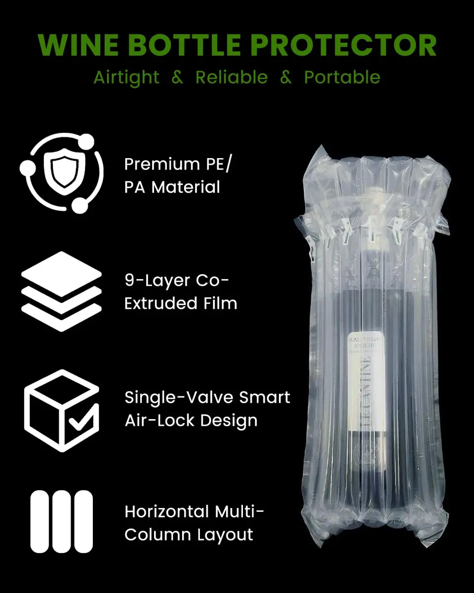 MONKKINO Inflatable Wine Bags 62 Pack | Travel Safe Bottle Protector Sleeve for Luggage & Moving - view 3