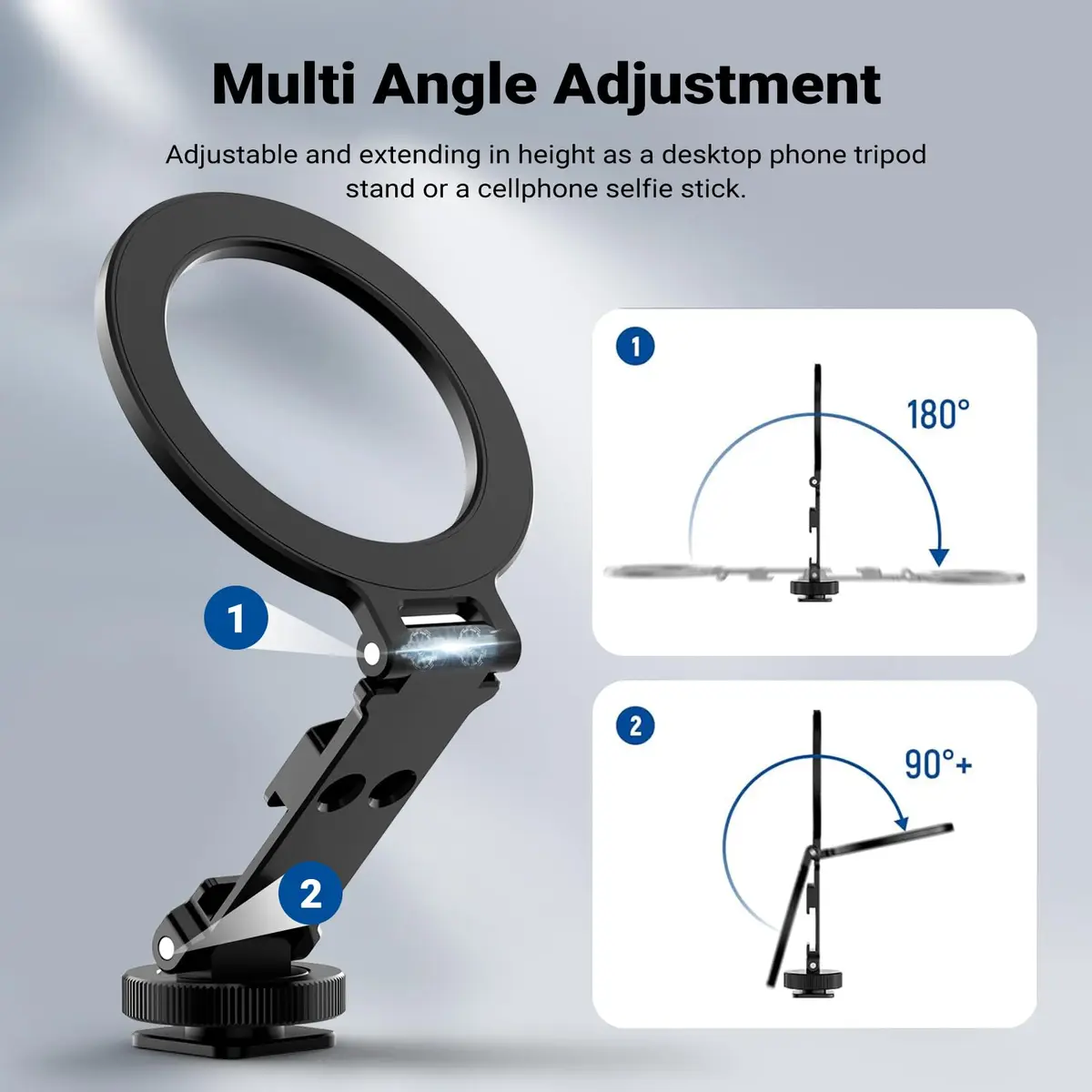 NEEWER Magnetic Tripod Phone Mount Cold Shoe Adapter with 1/4" Thread | Aluminum, Black, 39.8g (1.4 oz) - view 2