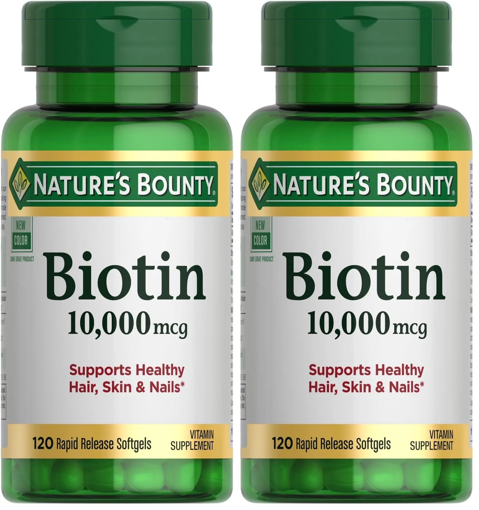 Nature's Bounty Biotin Hair Skin and Nails Vitamins, 10,000 mcg, 240 Softgels | Supports Healthy Hair, Skin, Nails - main product image