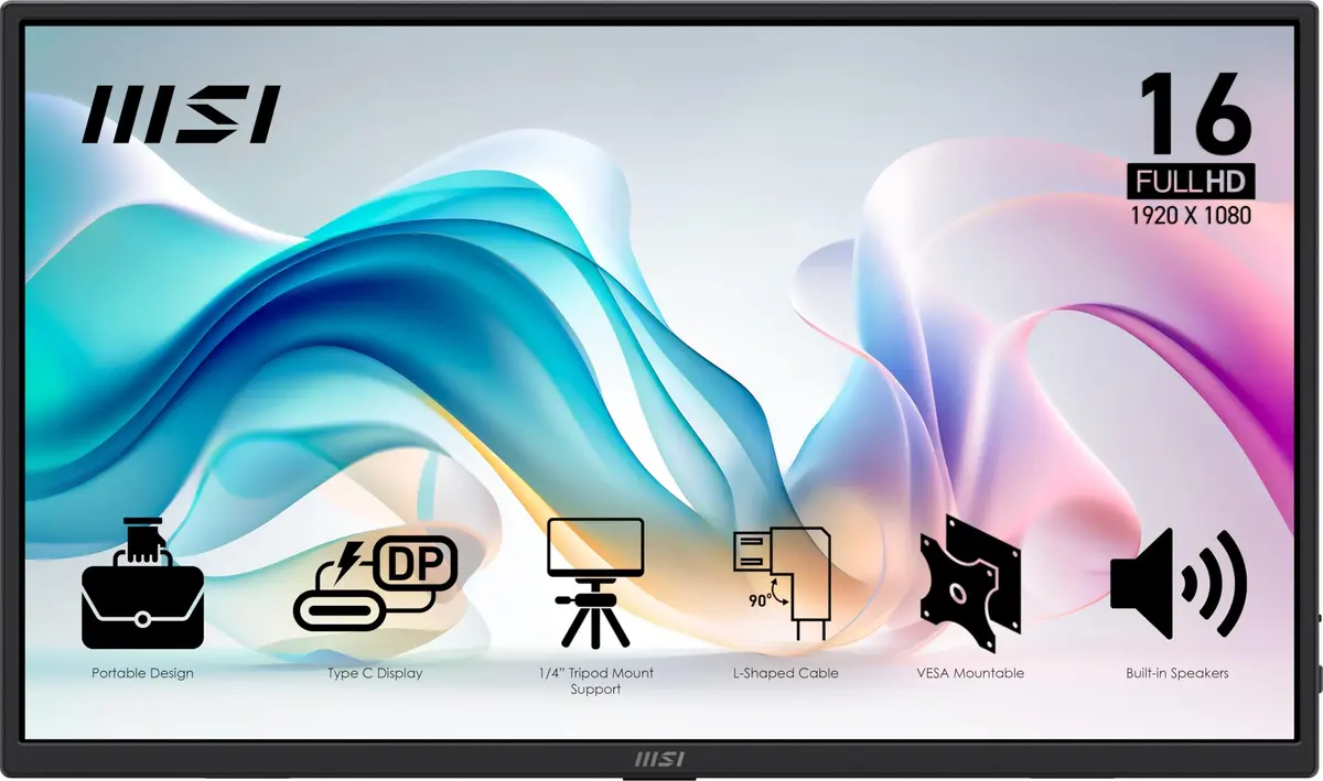 msi Pro MP165 E6 Portable Monitor 15.6" FHD IPS 1080p | Ultra Slim & Light, USB-C & HDMI - main product image