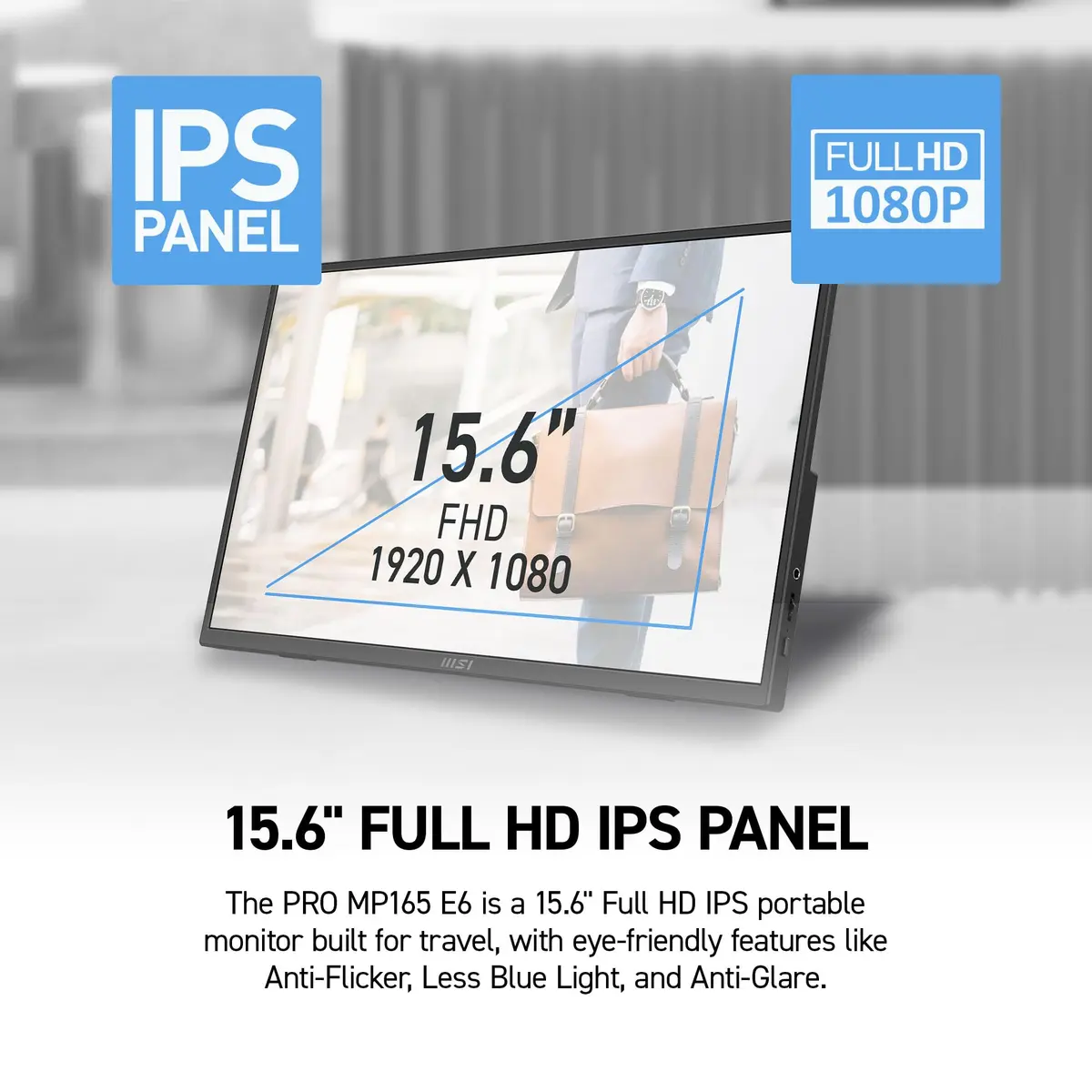 msi Pro MP165 E6 Portable Monitor 15.6" FHD IPS 1080p | Ultra Slim & Light, USB-C & HDMI - view 3