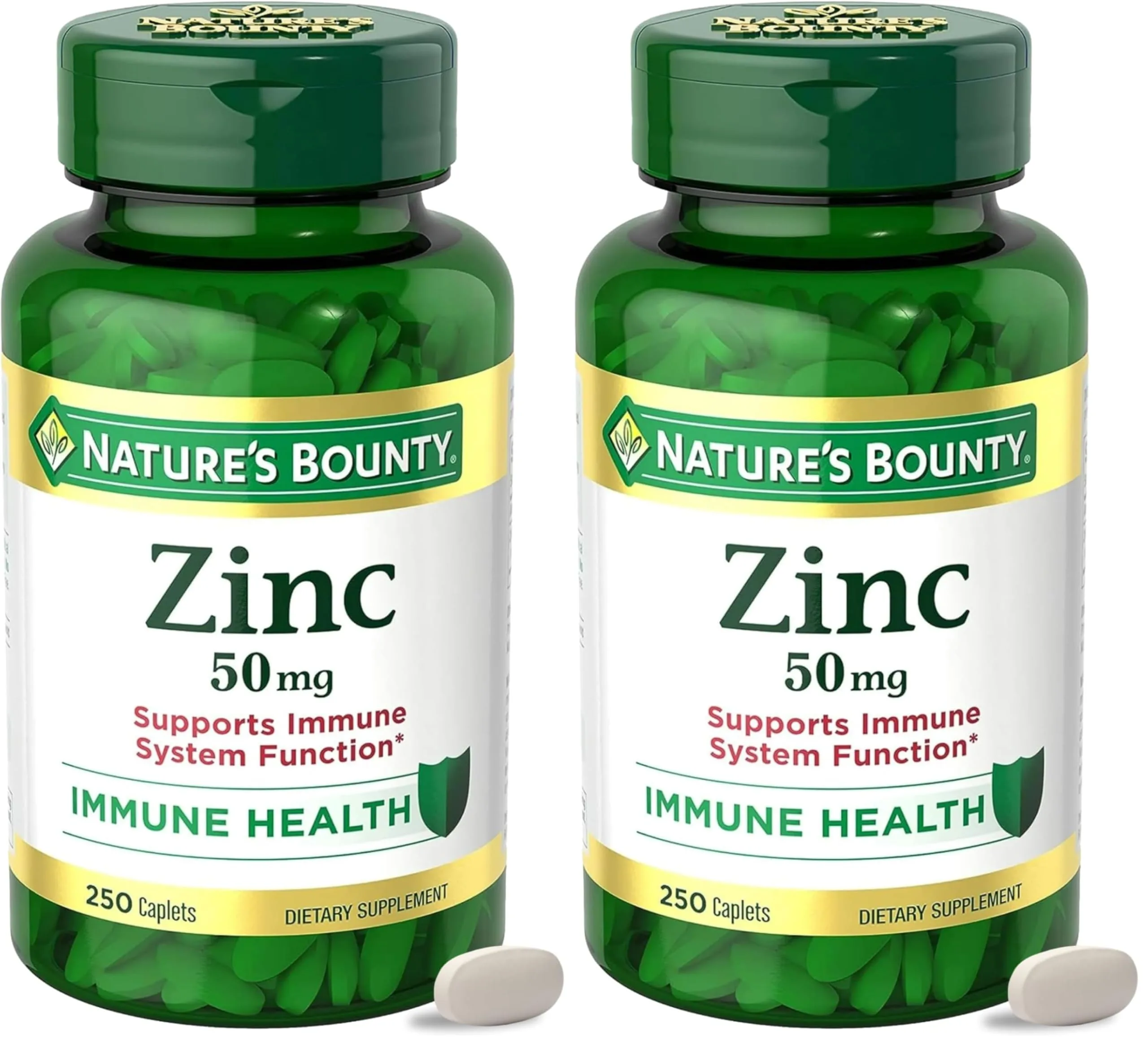 Nature's Bounty Zinc 50mg Gluten Free Mineral Supplement | Immune Support & Skin Health (250 Vegetarian Caplets) - main product image