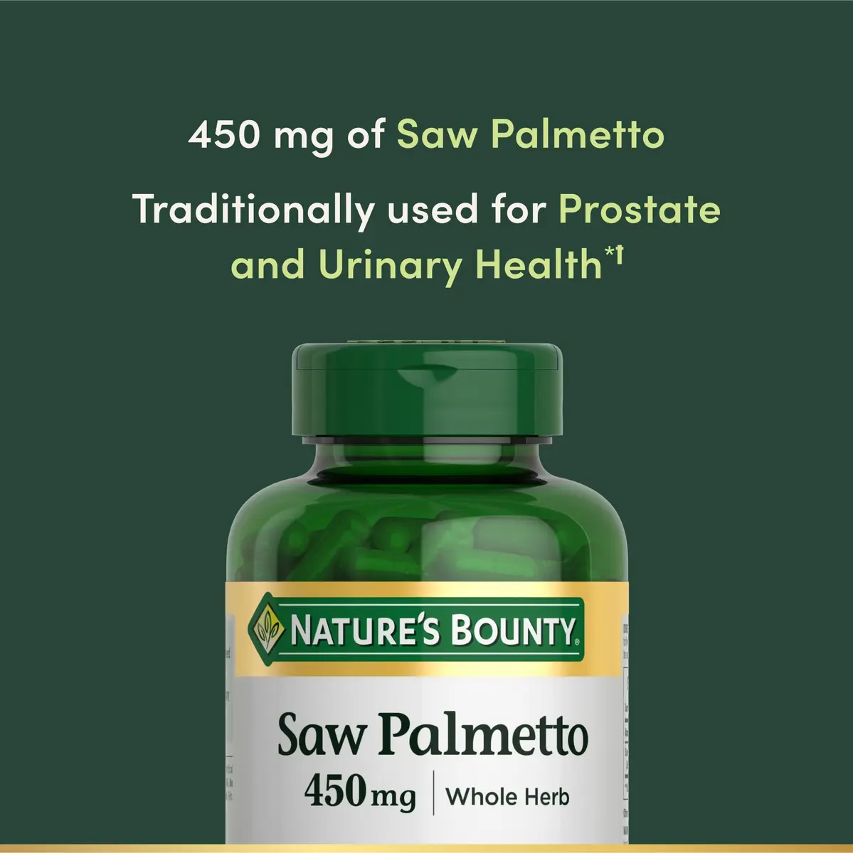 Nature's Bounty Saw Palmetto Support for Prostate and Urinary Health, Herbal Supplement, 450mg, 250 Capsules (Pack of 2) | Supports Men's Wellness - view 4