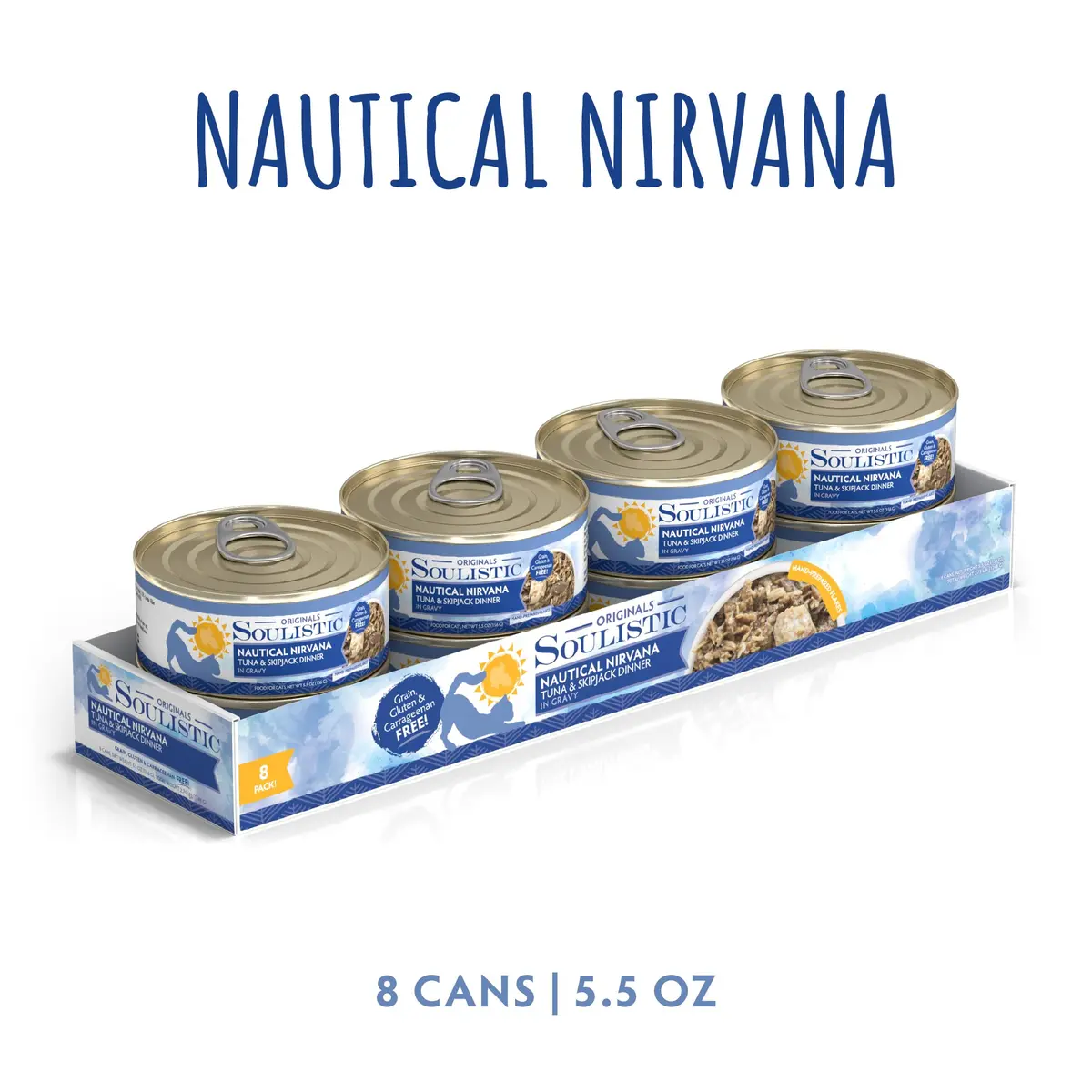 Soulistic Originals Wet Cat Food Nautical Nirvana Tuna & Skipjack 5.5oz Can Pack of 8 | Ocean-Inspired Nourishment - view 2