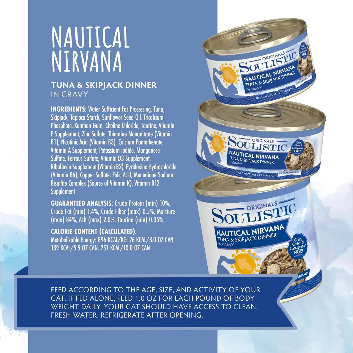 Soulistic Originals Wet Cat Food Nautical Nirvana Tuna & Skipjack 5.5oz Can Pack of 8 | Ocean-Inspired Nourishment - view 4