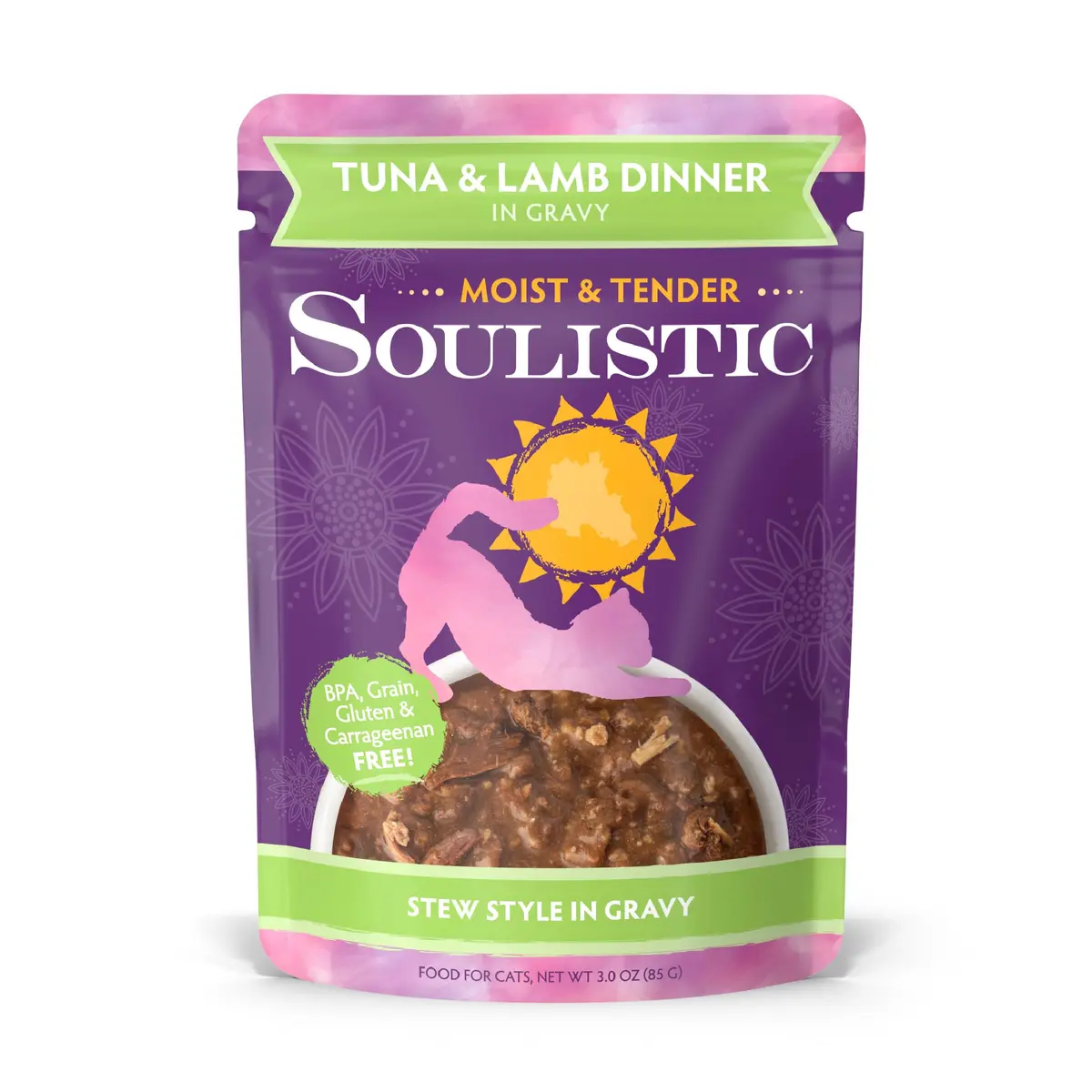 Soulistic Moist and Tender, Tuna and Lamb Dinner in Gravy, 3oz Pouch | High-Quality Cat Food with Natural Hydration - main product image
