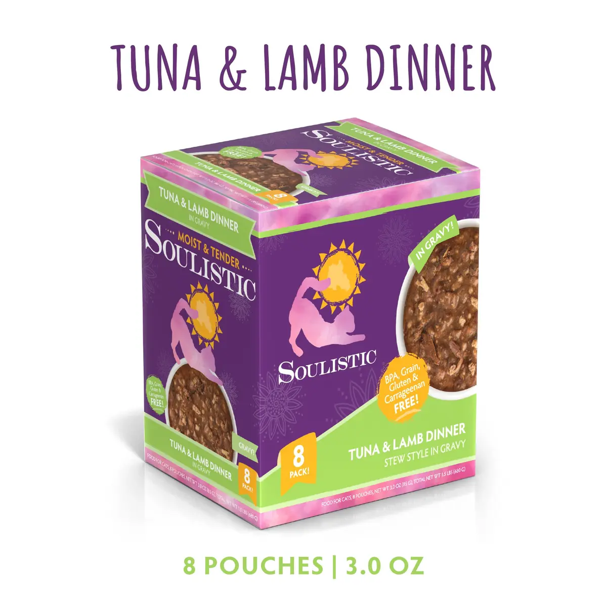Soulistic Moist and Tender, Tuna and Lamb Dinner in Gravy, 3oz Pouch | High-Quality Cat Food with Natural Hydration - view 2