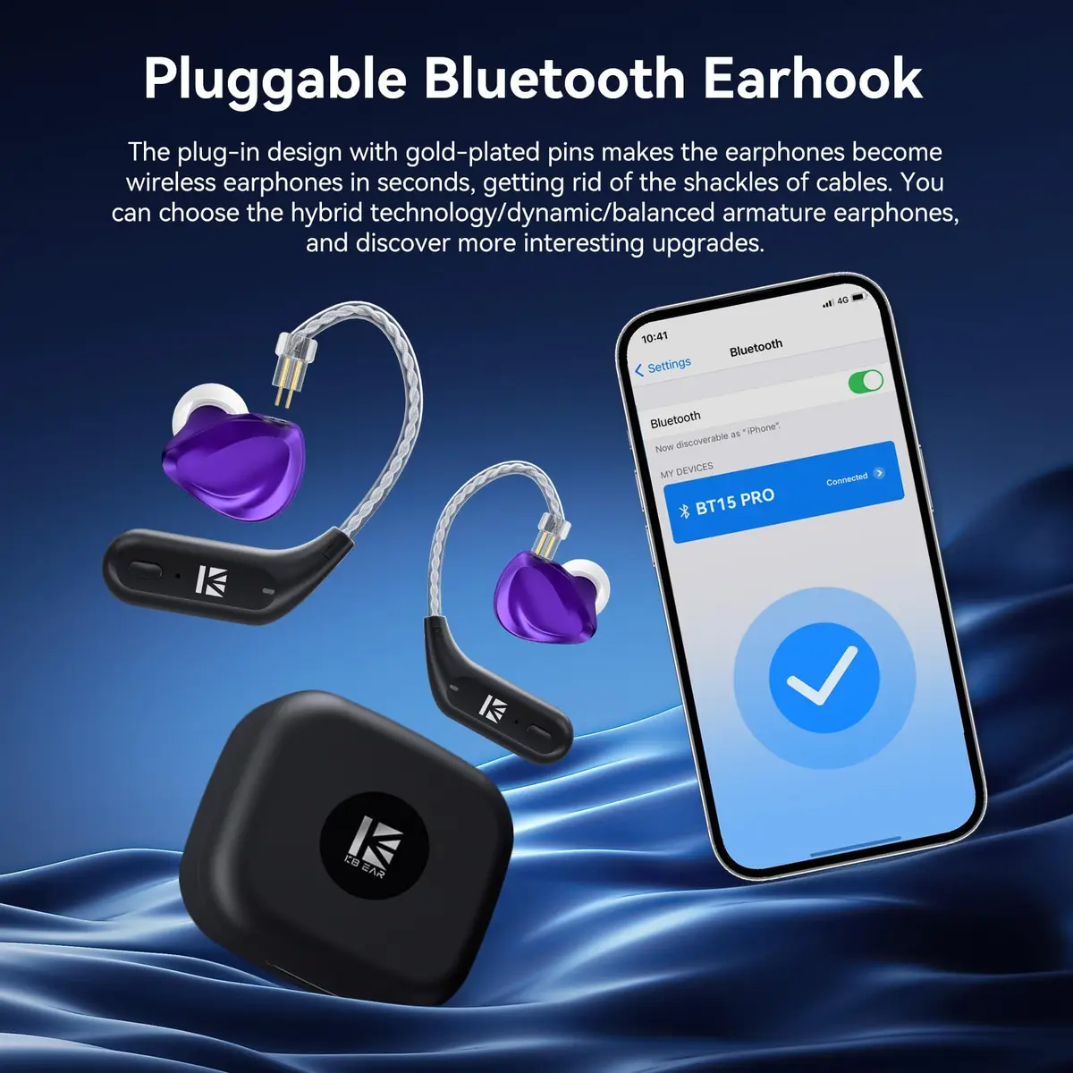 EZ EAR KBEAR BT15 PRO Bluetooth Adapter 2PIN | Seamless Bluetooth 5.4 Connectivity (70-120 chars) - view 7