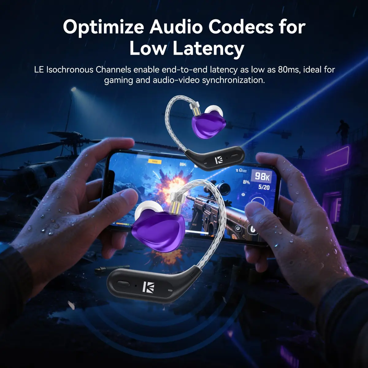 EZ EAR KBEAR BT15 PRO Bluetooth Adapter 2PIN | Seamless Bluetooth 5.4 Connectivity (70-120 chars) - view 3