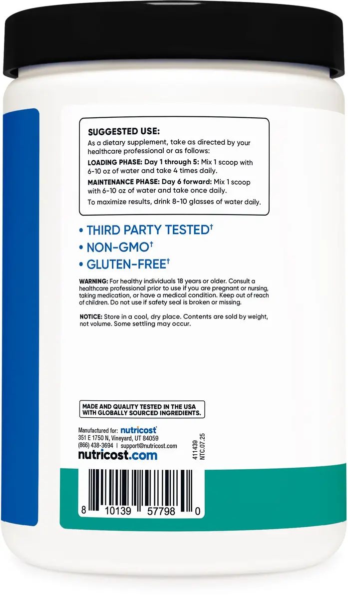 Nutricost Micronized Creatine Monohydrate Powder 500 Gram (17.9 oz) | NSF Certified, GMP Compliant Facility - view 4
