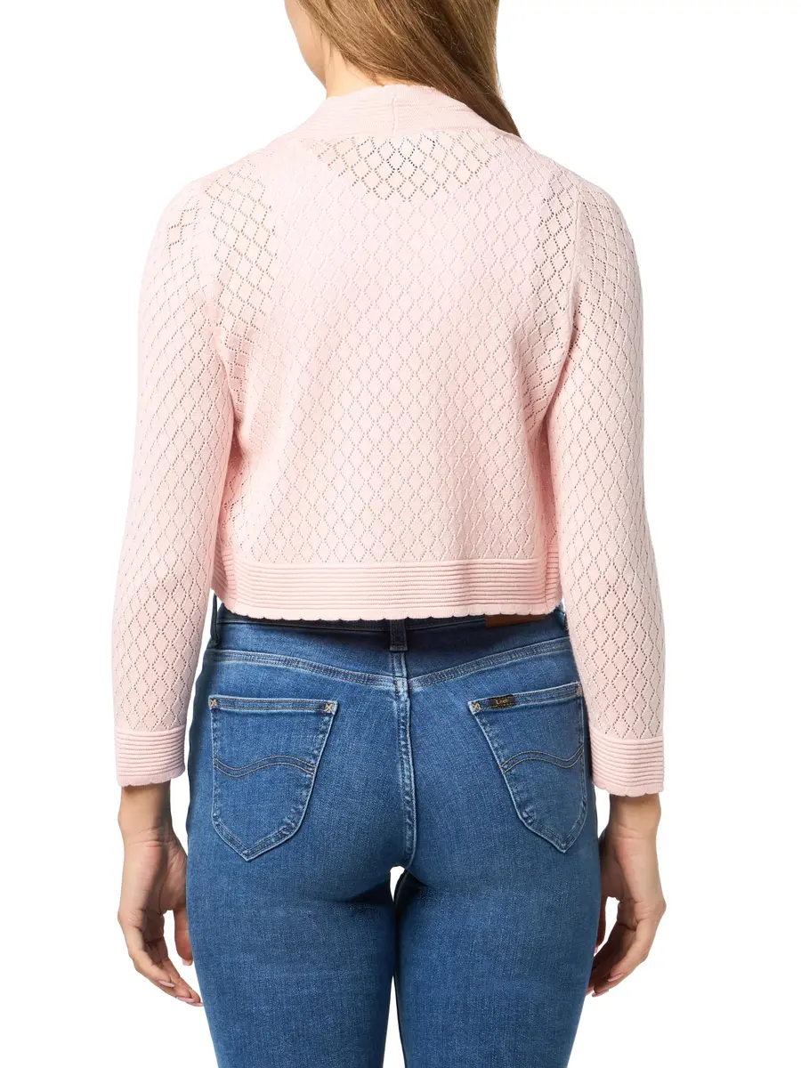 Sweater Women's ¾ Sleeve Cropped Solid Knit Cardigan | Blush, Medium - view 2