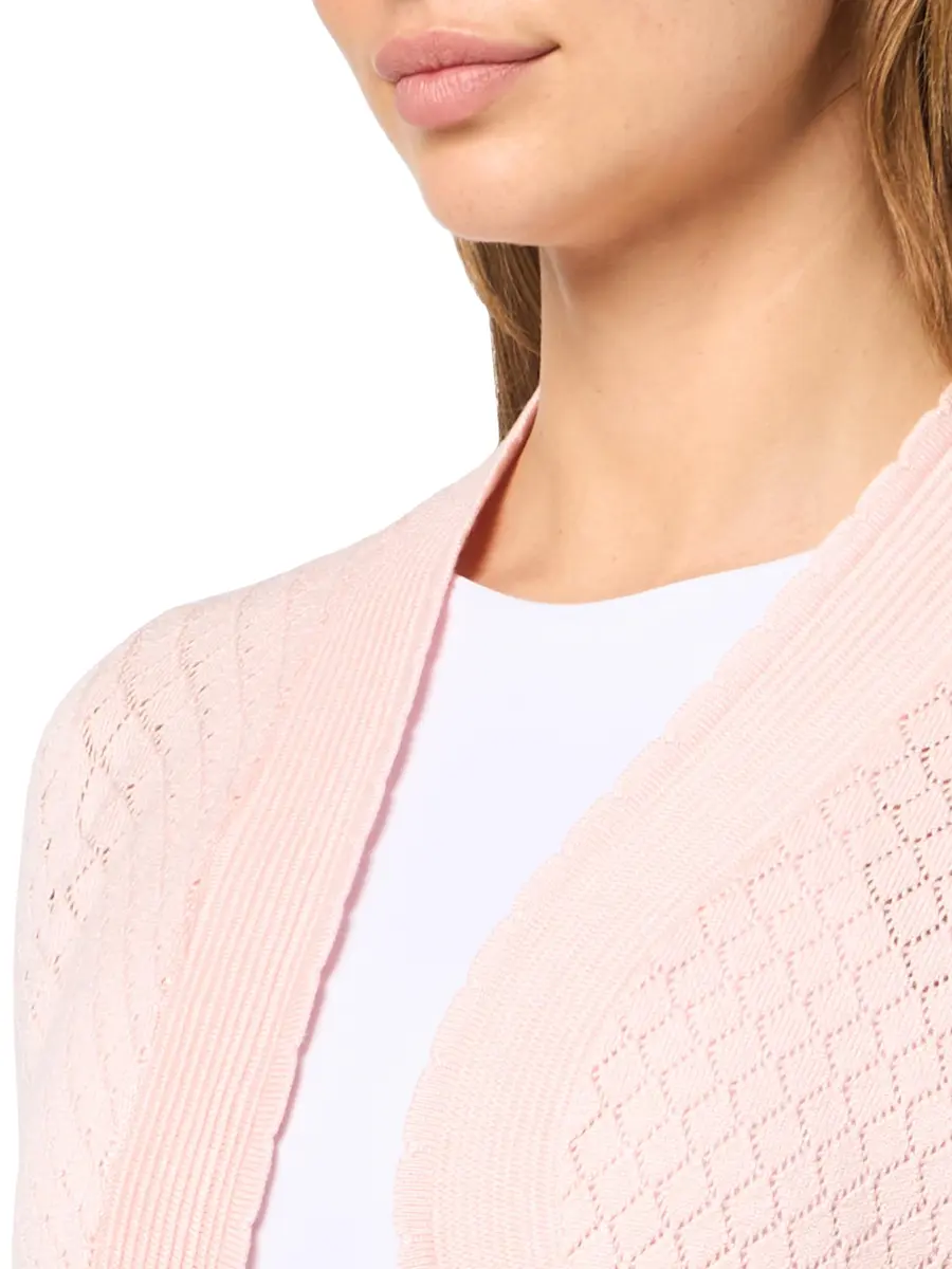 Sweater Women's ¾ Sleeve Cropped Solid Knit Cardigan | Blush, Medium - view 3