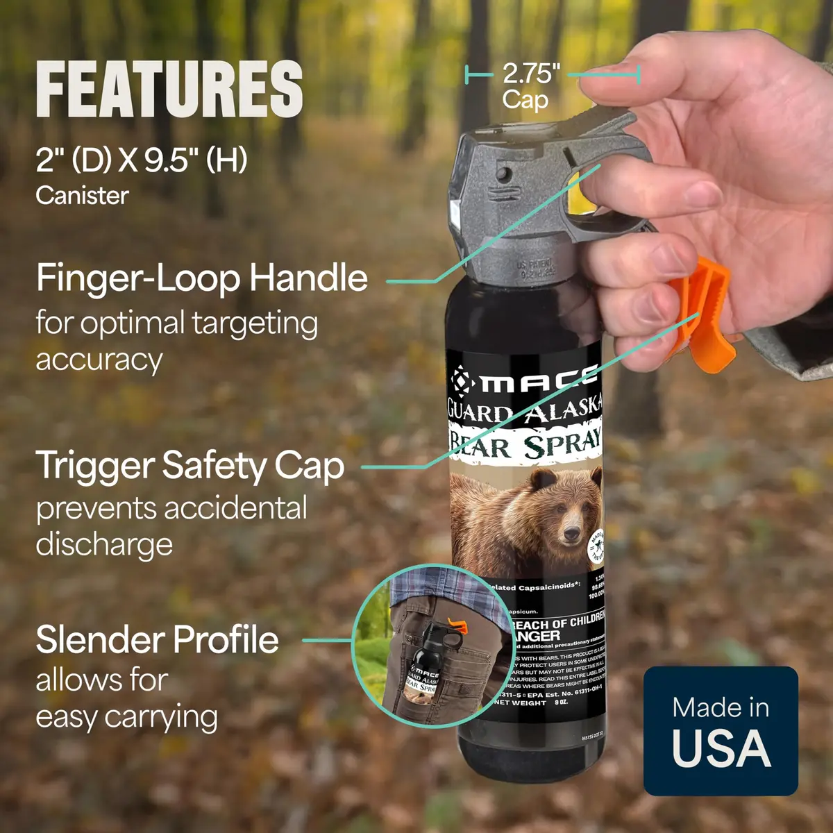 Mace Bear Spray 2-Pack Max Strength 9 oz | Wildlife Safe Deterrent for Hiking & Camping - view 5