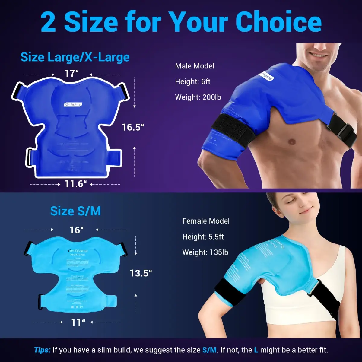 Comfytemp Shoulder Ice Pack Wrap Rotator Cuff Therapy Large/X-Large | Dual-Fabric Design for Targeted Relief - view 2