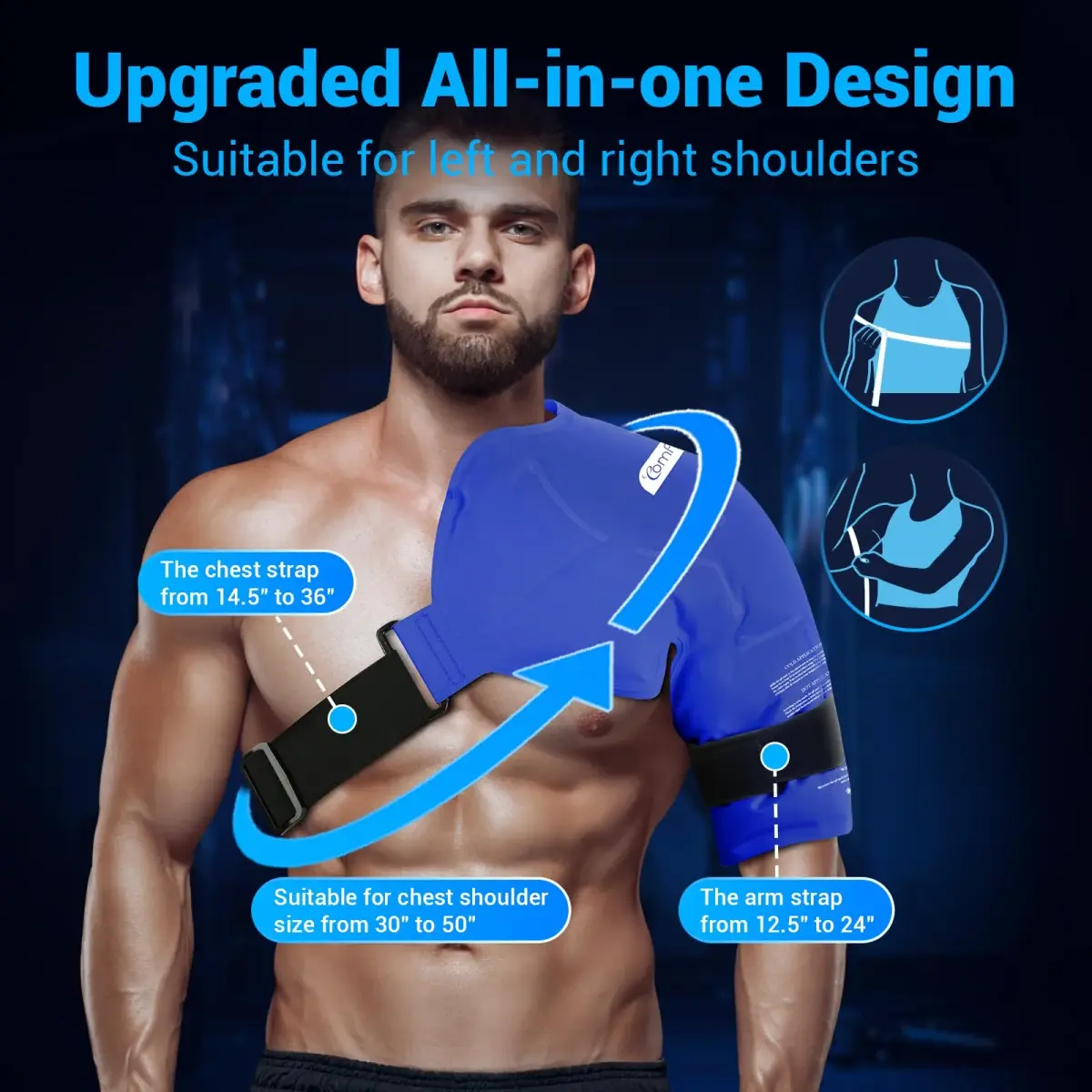 Comfytemp Shoulder Ice Pack Wrap Rotator Cuff Therapy Large/X-Large | Dual-Fabric Design for Targeted Relief - view 3