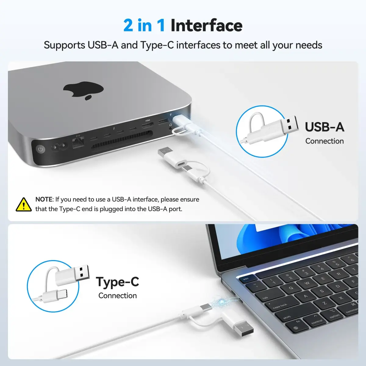 TECKNET Wired Keyboard for MacOS Devices with Dual Interface, Slim Mac Keyboard, Comfortable Ergonomic Typing Angle & Stable Connection for PC/Laptop, Compatible with MacBook, iMac, Mac mini/Pro (White, 78 Keys) - view 6
