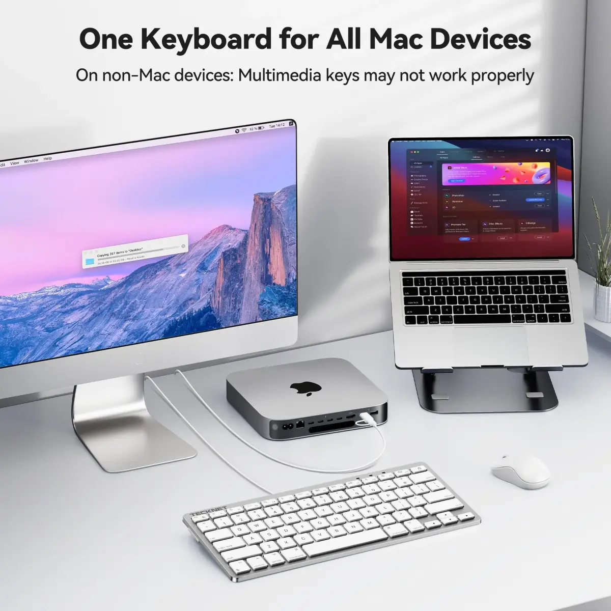 TECKNET Wired Keyboard for MacOS Devices with Dual Interface, Slim Mac Keyboard, Comfortable Ergonomic Typing Angle & Stable Connection for PC/Laptop, Compatible with MacBook, iMac, Mac mini/Pro (White, 78 Keys) - view 7