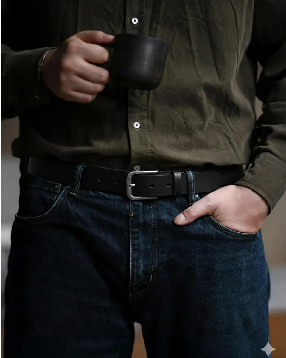 CHAOREN Mens Belts Leather 35mm for Jeans | Durable Full-Grain Leather, Classic Style, Casual Fit - view 5