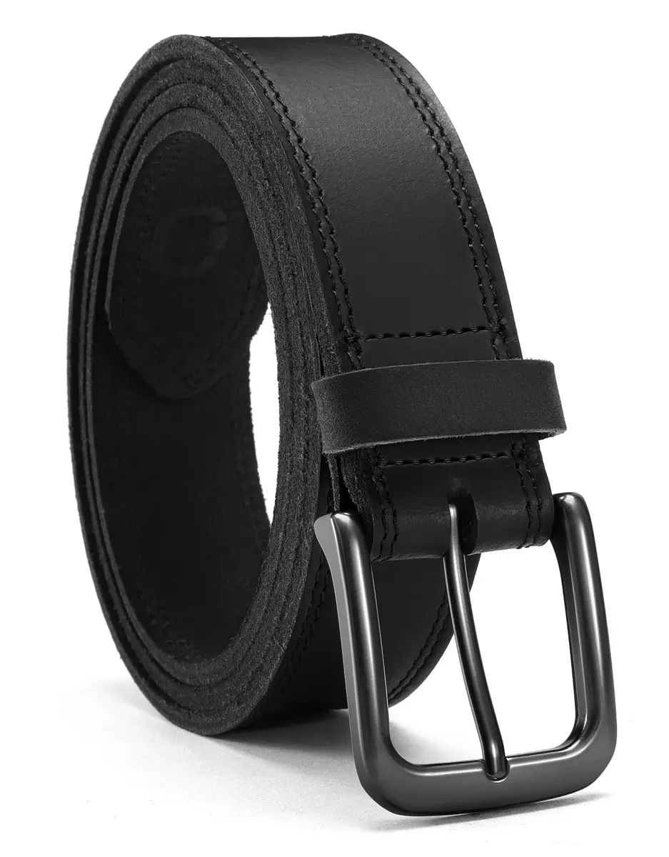 CHAOREN Mens Leather Belt 35mm (1.38") for Jeans | Full Grain Leather, Zinc Alloy Buckle, Classic Style - main product image
