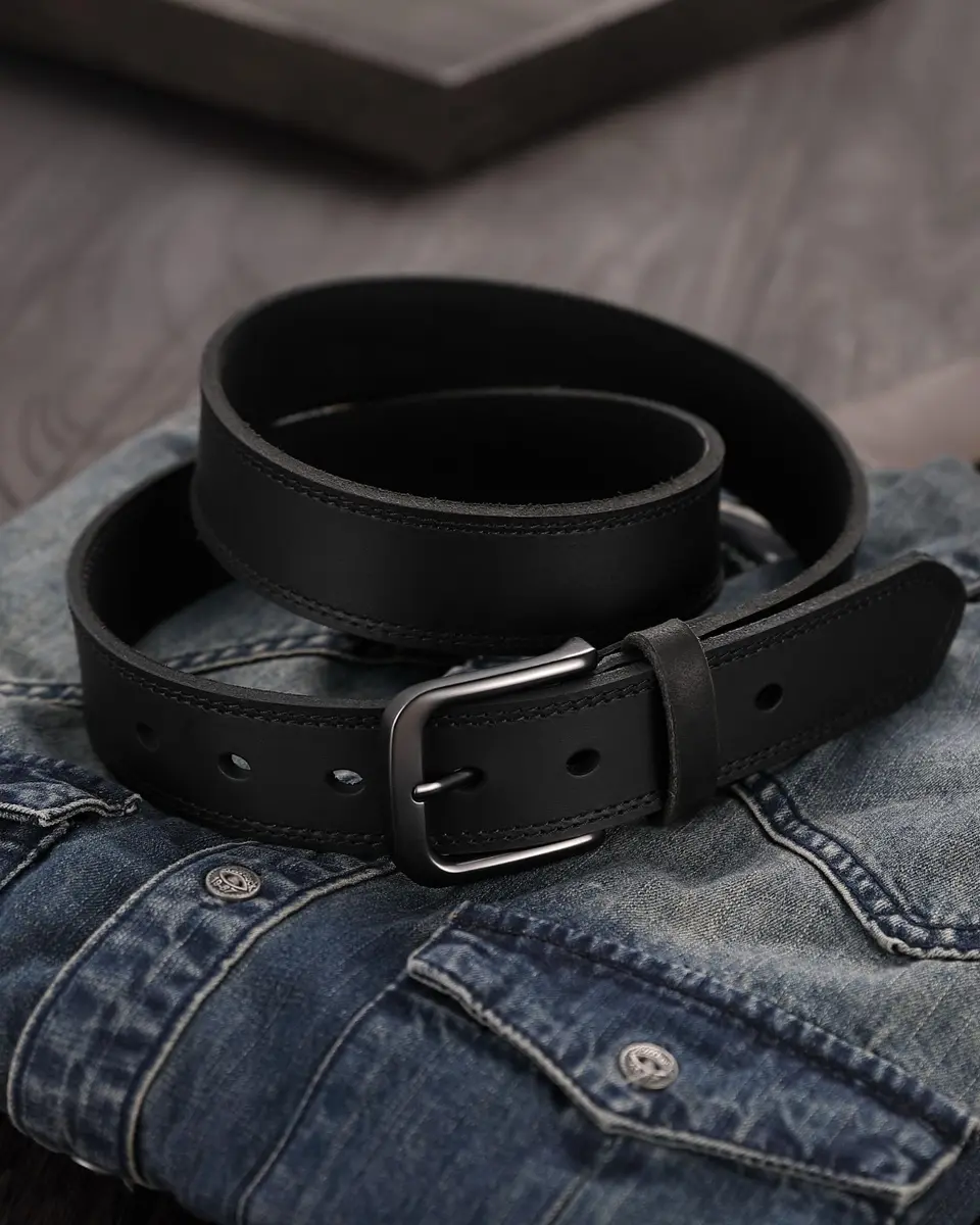 CHAOREN Mens Leather Belt 35mm (1.38") for Jeans | Full Grain Leather, Zinc Alloy Buckle, Classic Style - view 4
