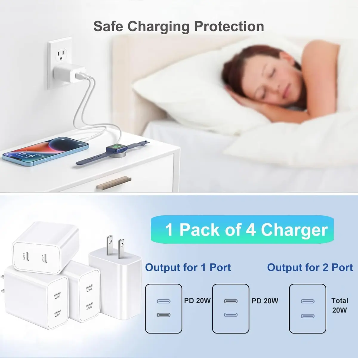 BikeAnything USB C Charger Block 20W | Dual Port Fast Charging for iPhone & iPad - view 8