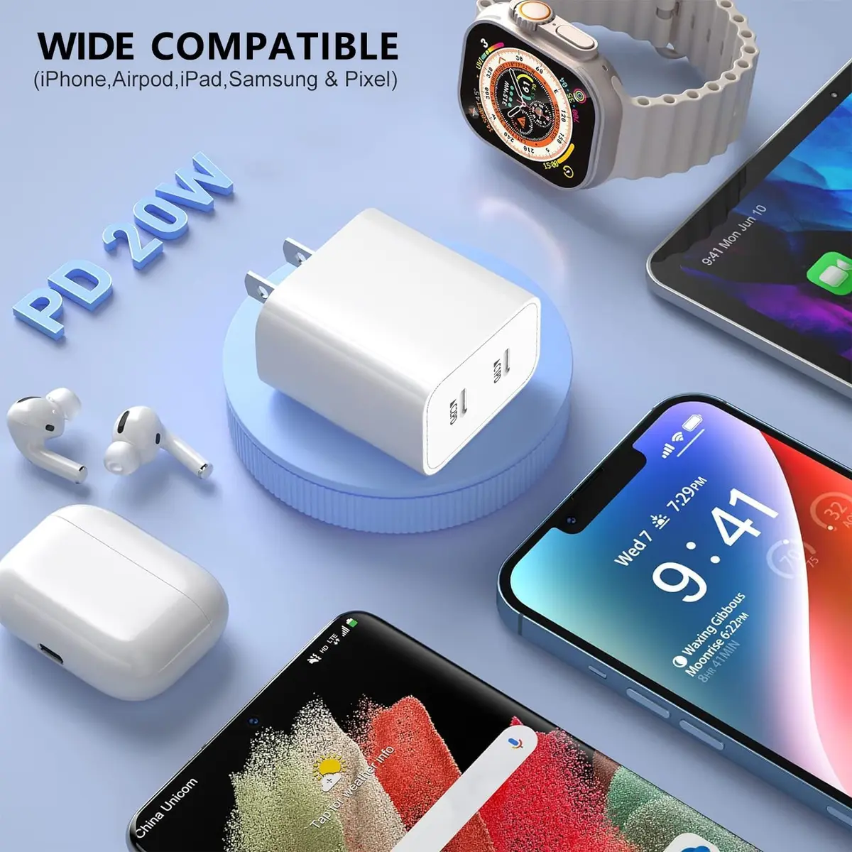 BikeAnything USB C Charger Block 20W | Dual Port Fast Charging for iPhone & iPad - view 9