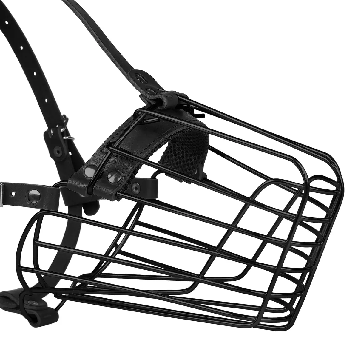 BUDKAS German Shepherd Dog Muzzle Metal Basket Size L | Adjustable Durable Leather Straps - view 6