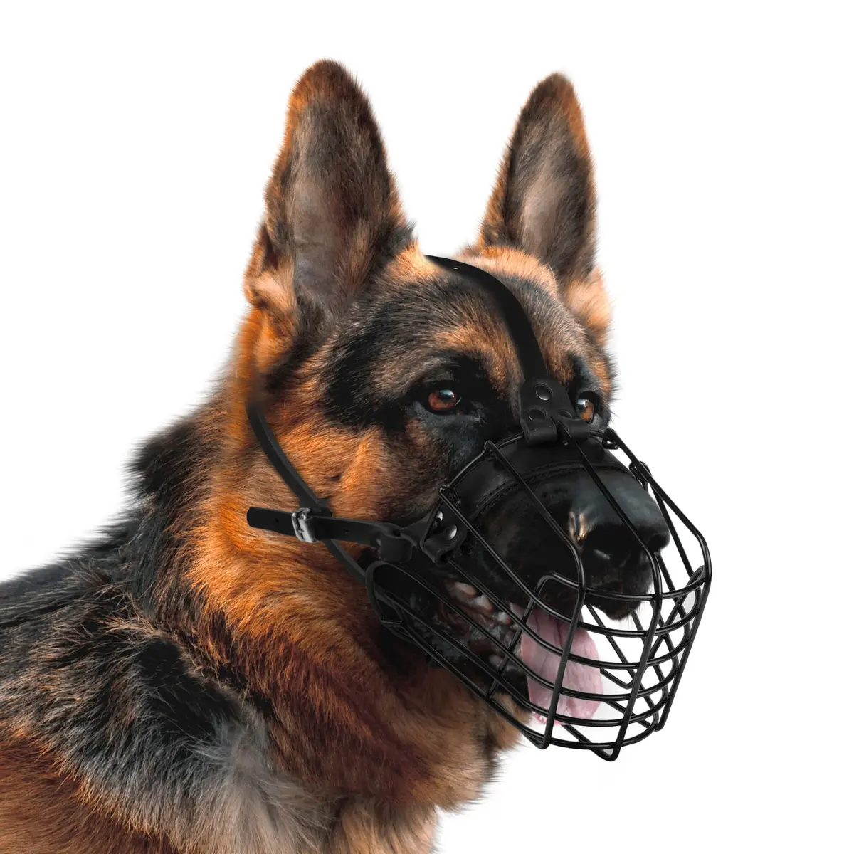 BUDKAS German Shepherd Dog Muzzle Metal Basket Size L | Adjustable Durable Leather Straps - view 9