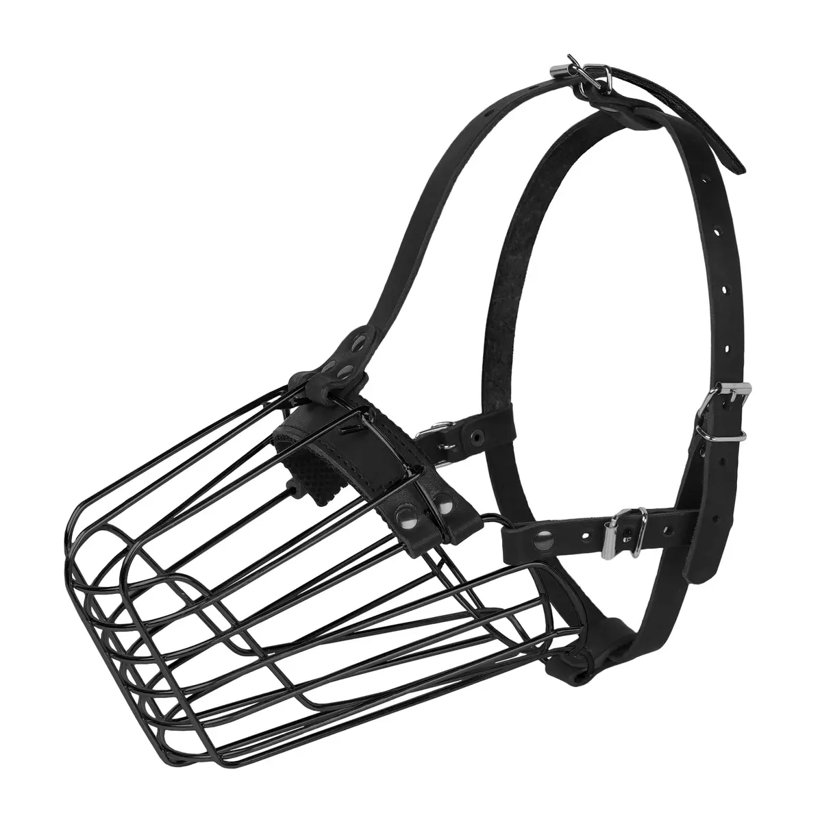 BUDKAS German Shepherd Dog Muzzle Metal Basket Size L | Adjustable Durable Leather Straps - view 2