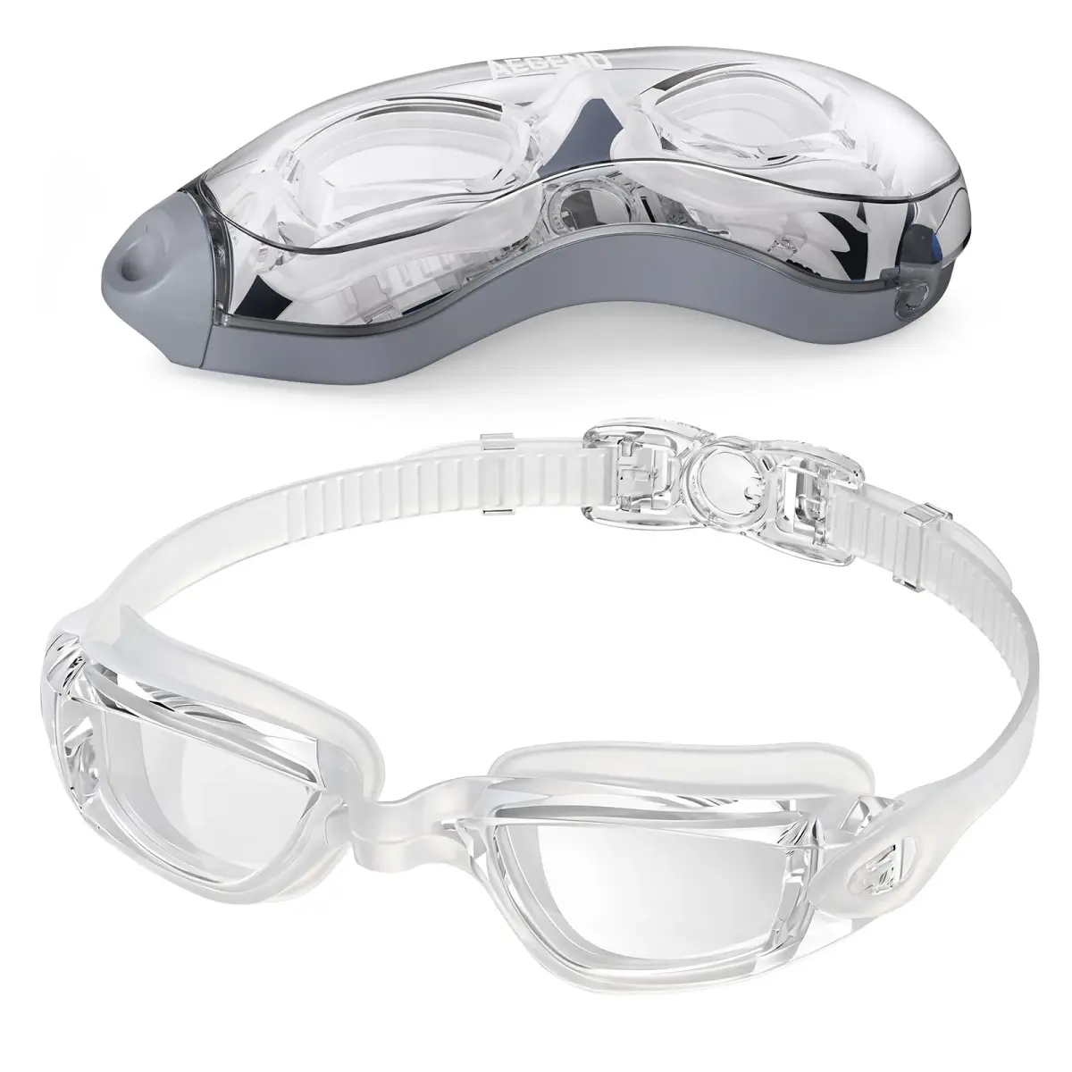 Aegend Swim Goggles No Leaking Full Protection Adult Youth | Anti-Fog UV Protection Clear Lens - main product image