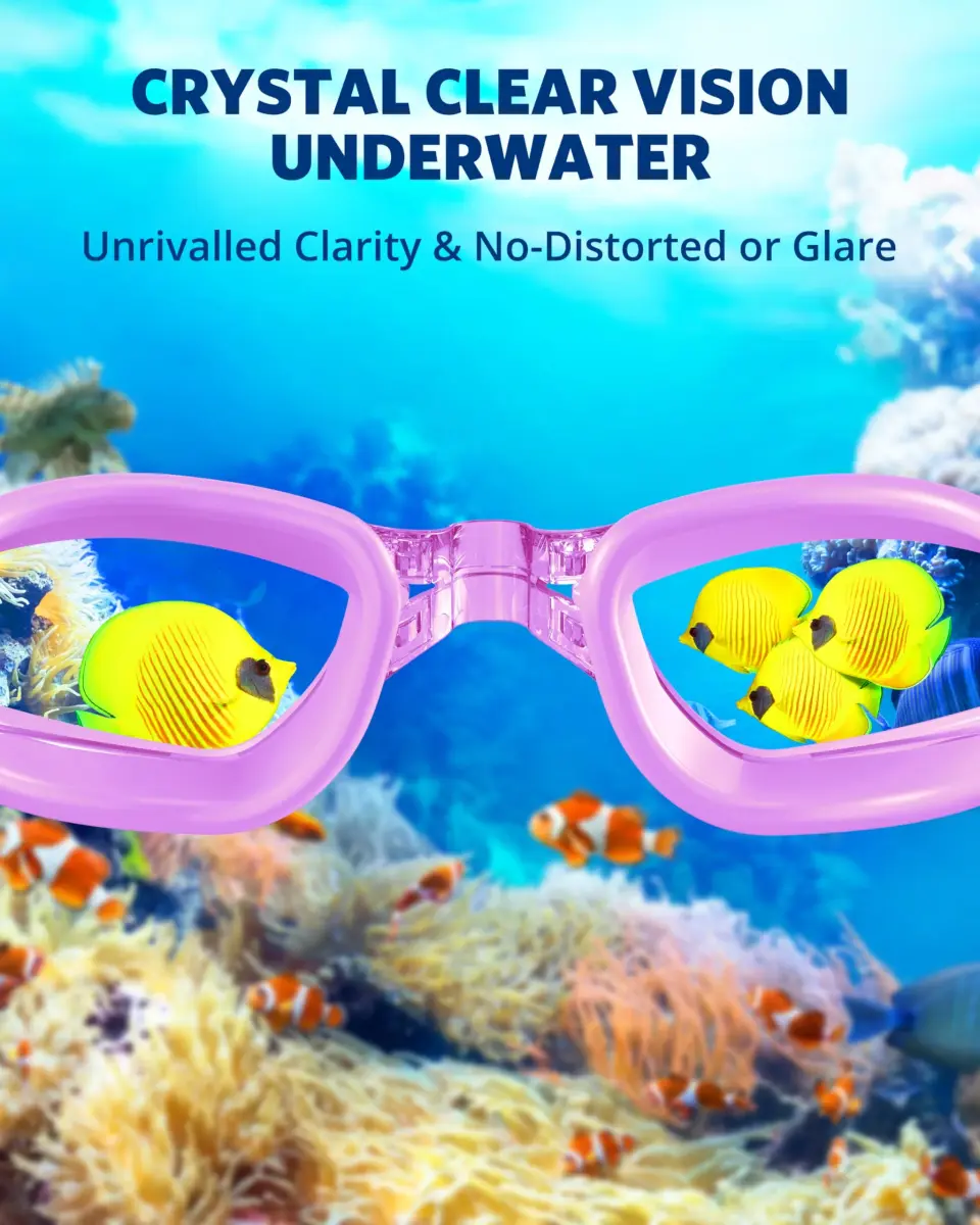 Aegend Swim Goggles Purple Clear Universal Fit Adult Youth | Anti-Fog UV Protection Leakproof - view 5