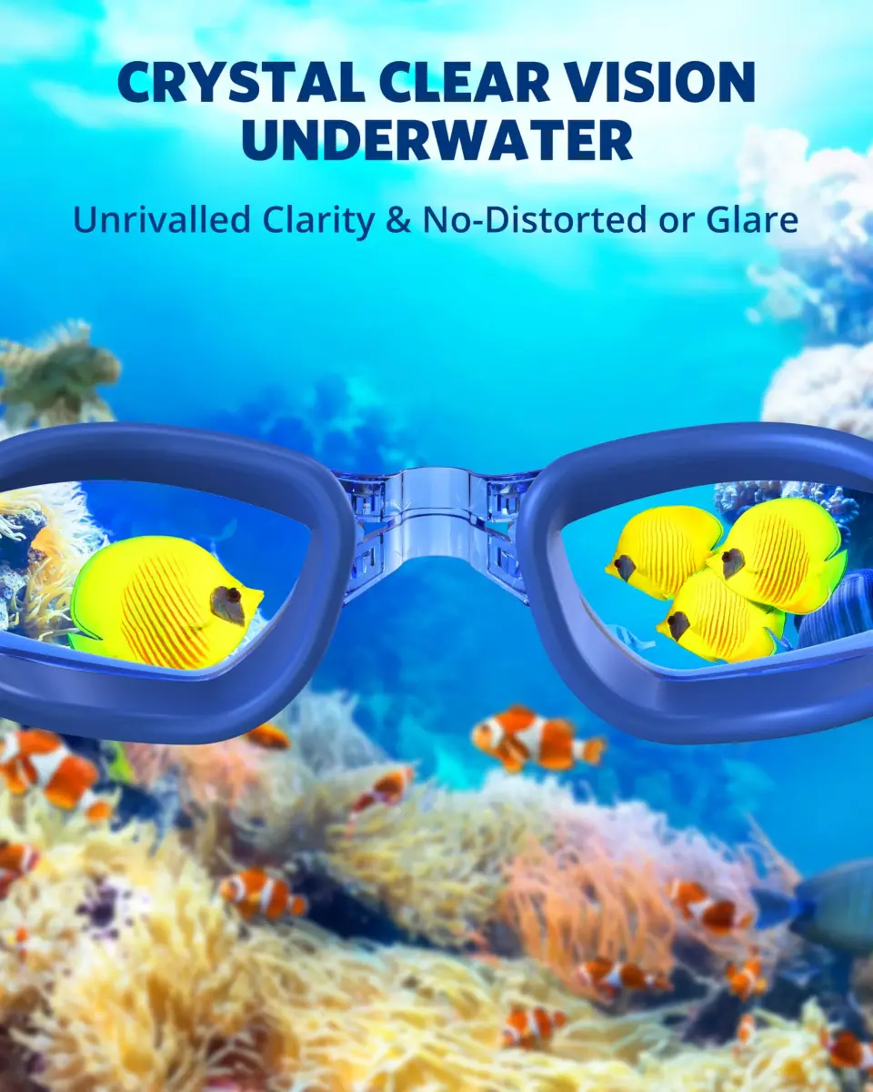 Aegend Swim Goggles, Sapphire Blue Clear Anti-Fog & UV Protection, 180° Panoramic View | Leakproof Silicone Seal for Adults & Youth - view 5