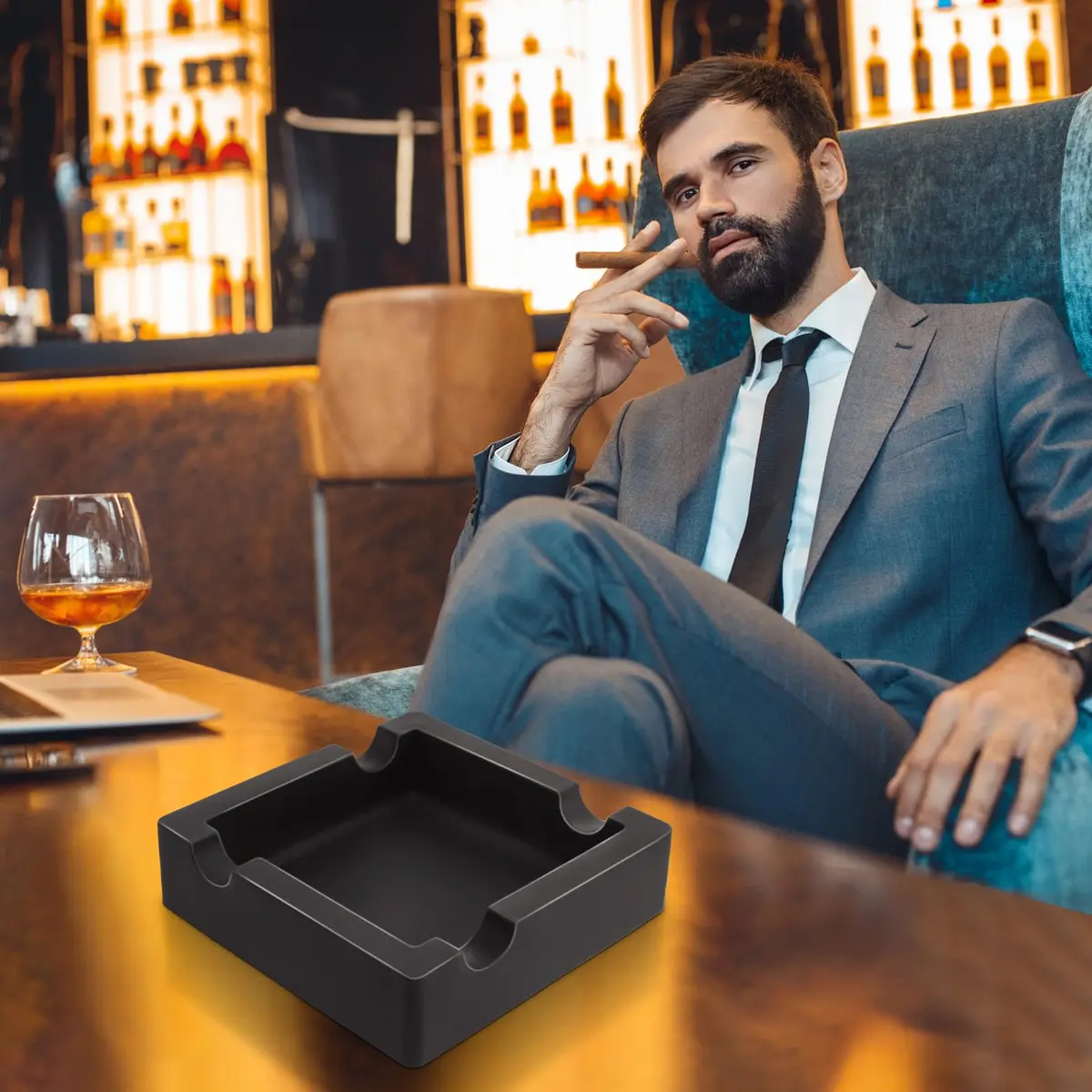 VIABRICO Outdoor Cigar Ashtrays Unbreakable Large Ring Gauge Silicone Ashtray for Patio/Indoor/Home Decor with 4 Rest - view 6