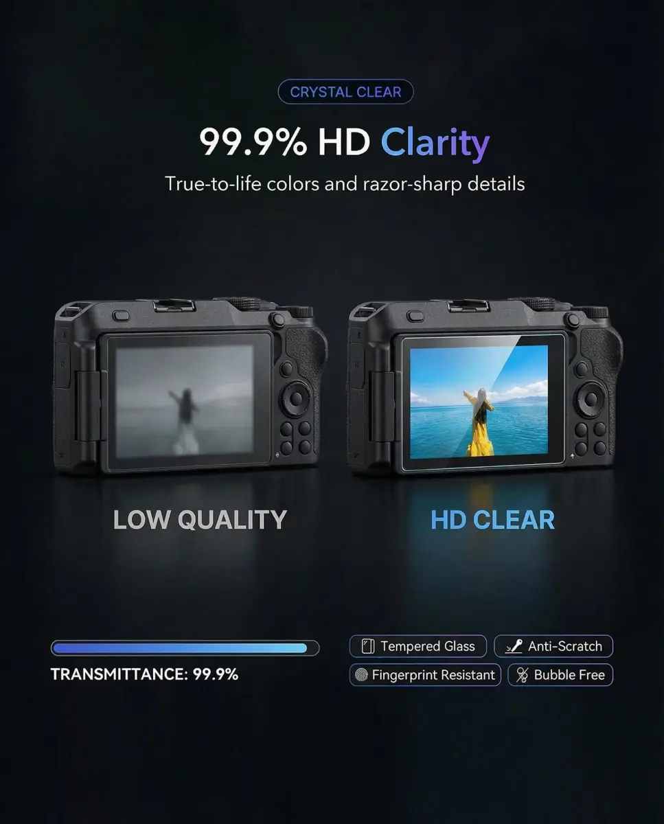 iDaPro Tempered Glass Screen Protector for Nikon ZR/RED Z Camera 3-Pack | 9H Hardness, Anti-Glare, Bubble-Free - view 4