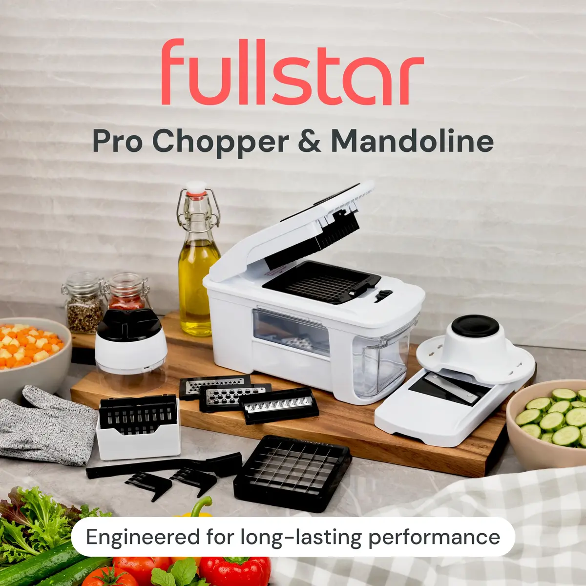 Fullstar Pro XL Vegetable Chopper & Mandoline Slicer 11-in-1 | 8 Stainless Steel Blades & Catch Tray - view 2