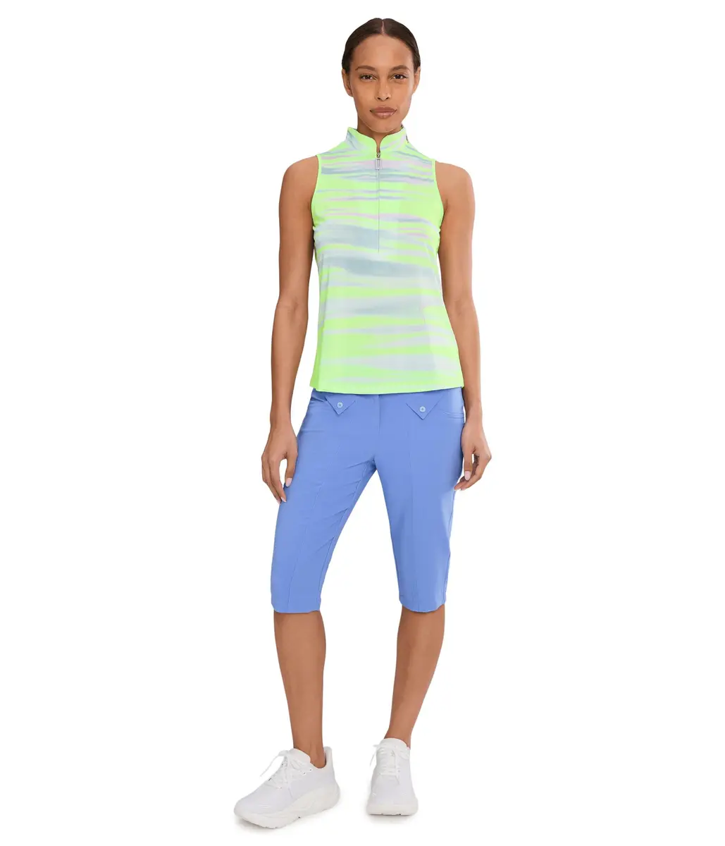 Jamie Sadock Painted Sunset Sleeveless Front Zip Yellow Small | Casual Women’s Tank Top - view 2