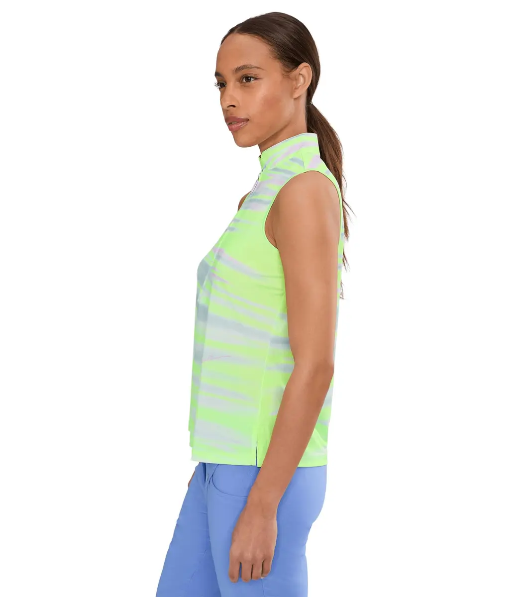 Jamie Sadock Painted Sunset Sleeveless Front Zip Yellow Small | Casual Women’s Tank Top - view 3
