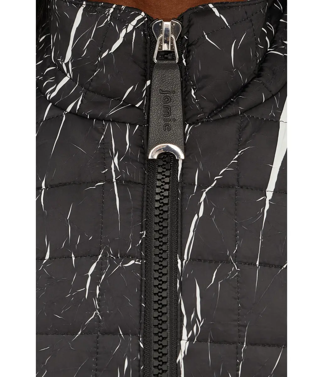 Jamie Sadock Women's Quilted Zip Front Vest Zippered Side Pockets Black Small | Modern Square Pattern, Sleeveless, Fall Style - view 5