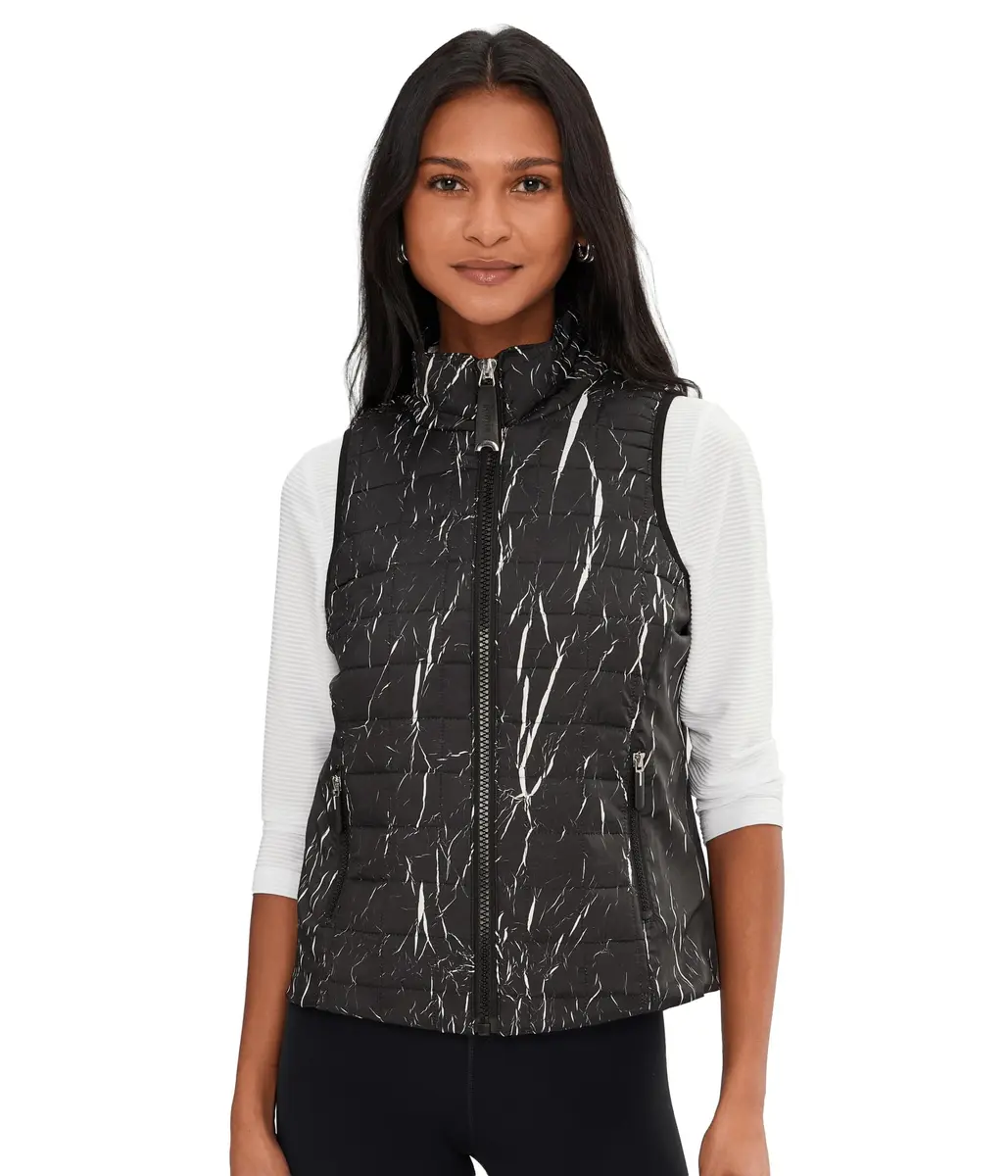 Jamie Sadock Women's Quilted Zip Front Vest Black X-Large | Modern Square Pattern, Sleeveless, Fall Fit - main product image