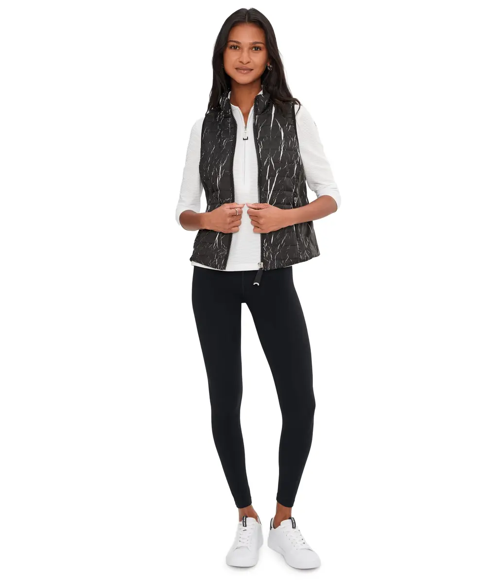 Jamie Sadock Women's Quilted Zip Front Vest Black X-Large | Modern Square Pattern, Sleeveless, Fall Fit - view 2