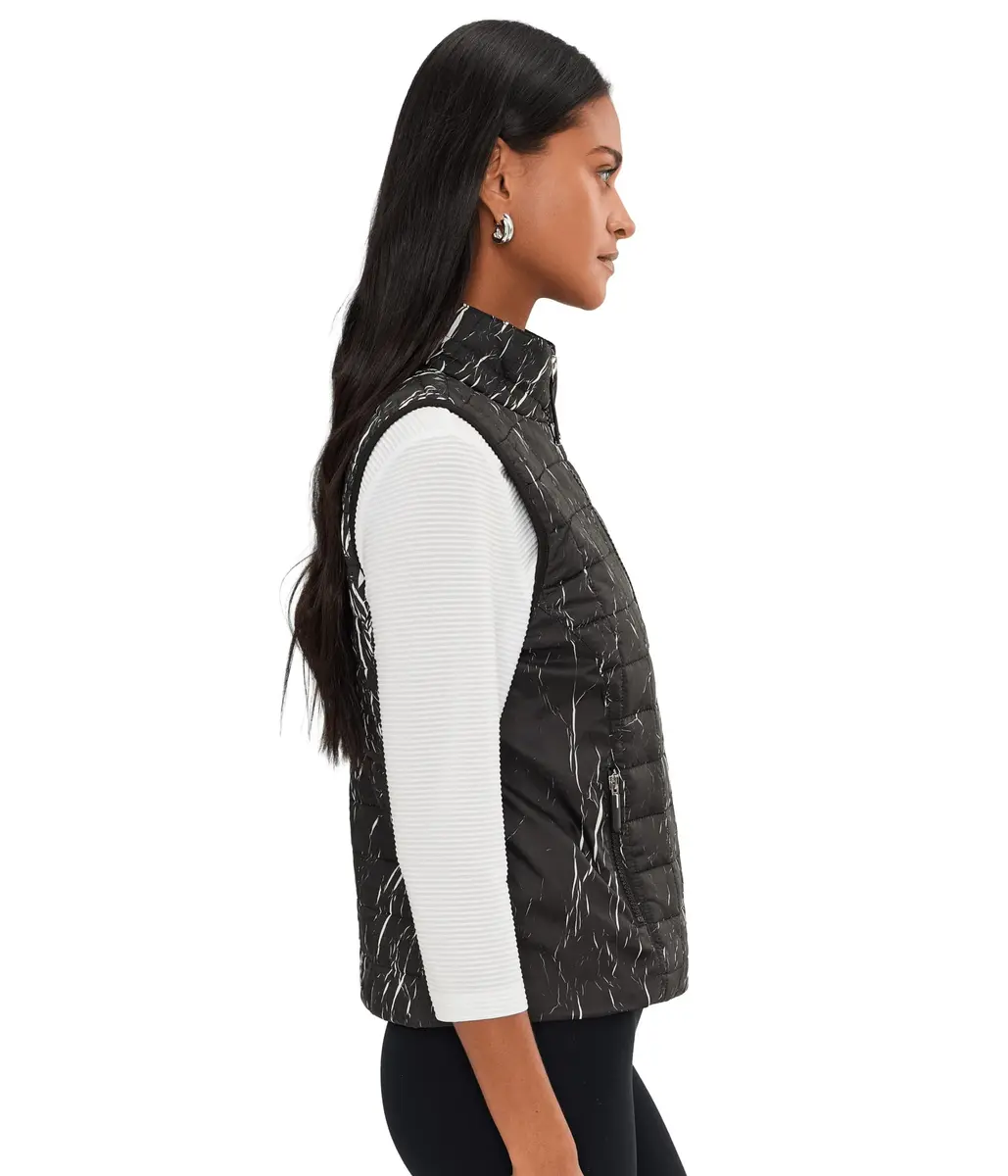 Jamie Sadock Women's Quilted Zip Front Vest Black X-Large | Modern Square Pattern, Sleeveless, Fall Fit - view 3