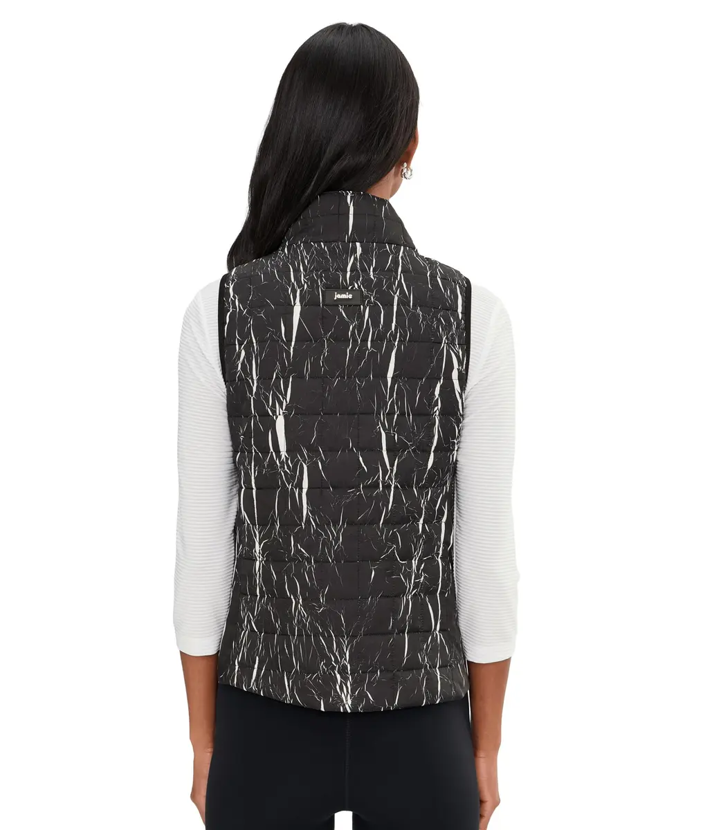 Jamie Sadock Women's Quilted Zip Front Vest Black X-Large | Modern Square Pattern, Sleeveless, Fall Fit - view 4