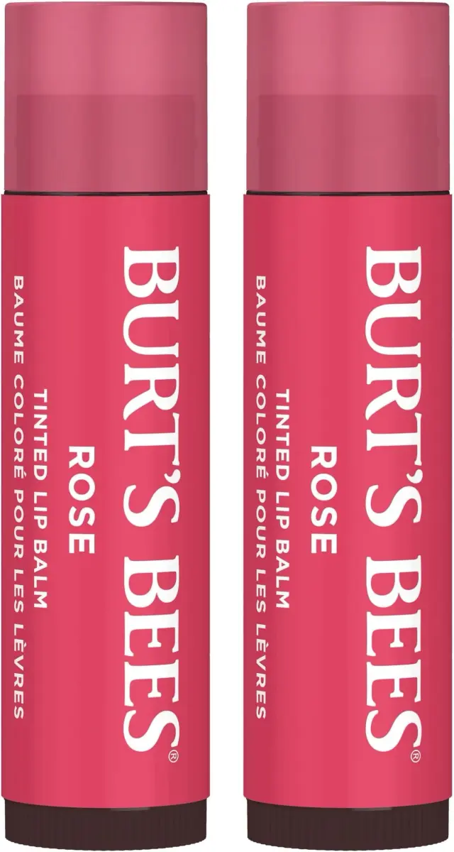 Burt's Bees Tinted Lip Balm Rose 2.4oz (68g) | Natural Color Infused with Shea Butter - main product image