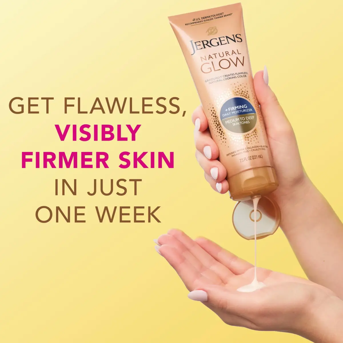 Jergens Natural Glow +Firming Body Lotion, Medium to Deep Skin Tone, 7.5 Oz (222ml) Bottles (Pack of 4) | Gradual Self Tanner with Collagen & Elastin - view 6