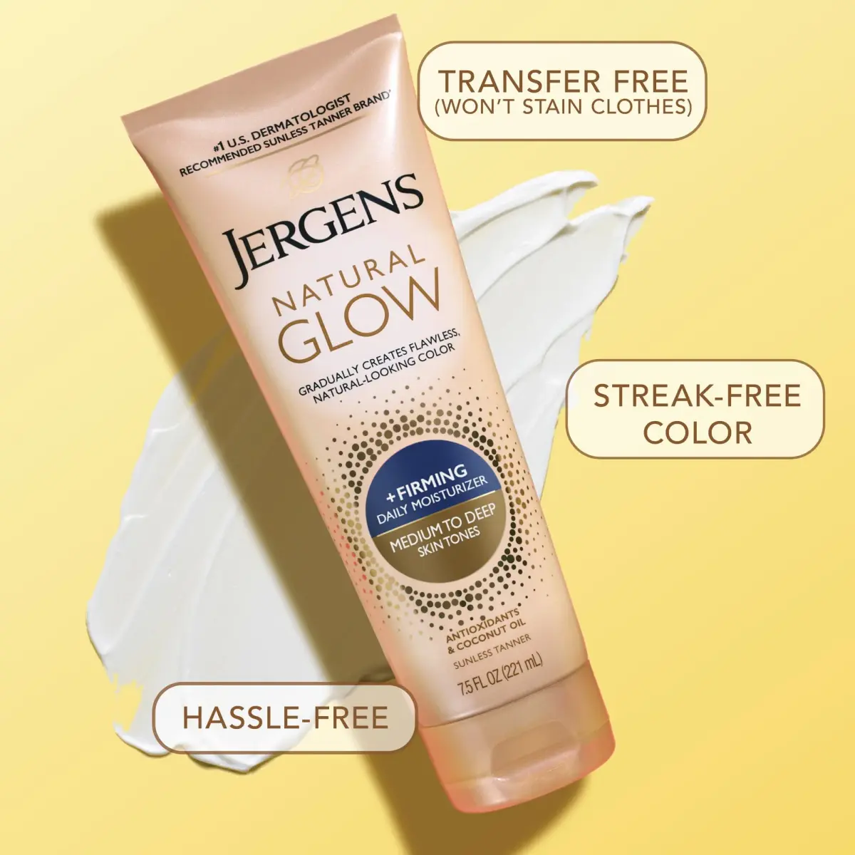 Jergens Natural Glow +Firming Body Lotion, Medium to Deep Skin Tone, 7.5 Oz (222ml) Bottles (Pack of 4) | Gradual Self Tanner with Collagen & Elastin - view 7