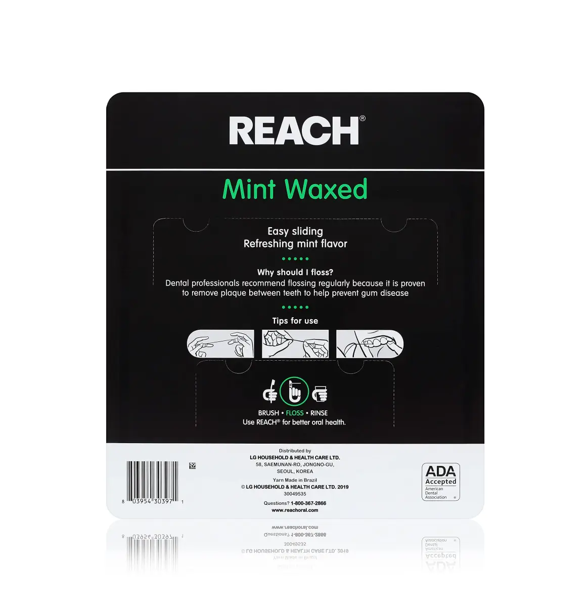 REACH Mint Waxed Dental Floss 165 Foot (5940 yd) | Shred Resistant, PFAS-Free, Dentist Recommended - view 2